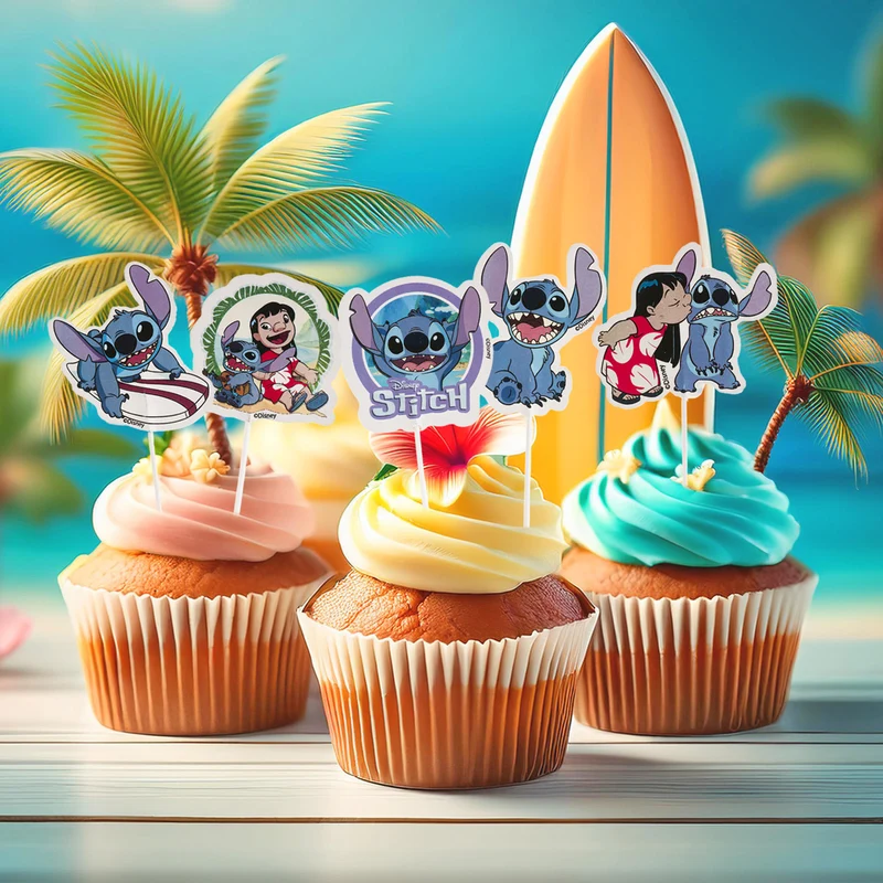 CAKE TOPPER PAPEL STITCH 8 MODELOS 16 UNIDADES