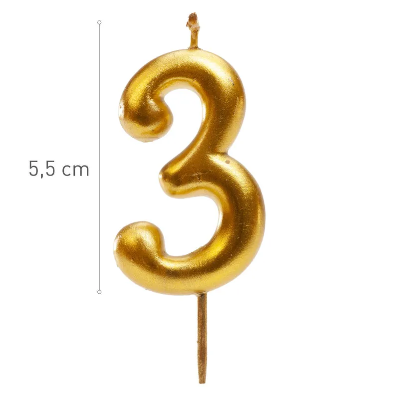 VELAS CUMPLEAÑOS COMIC ORO 5CM | Nº3