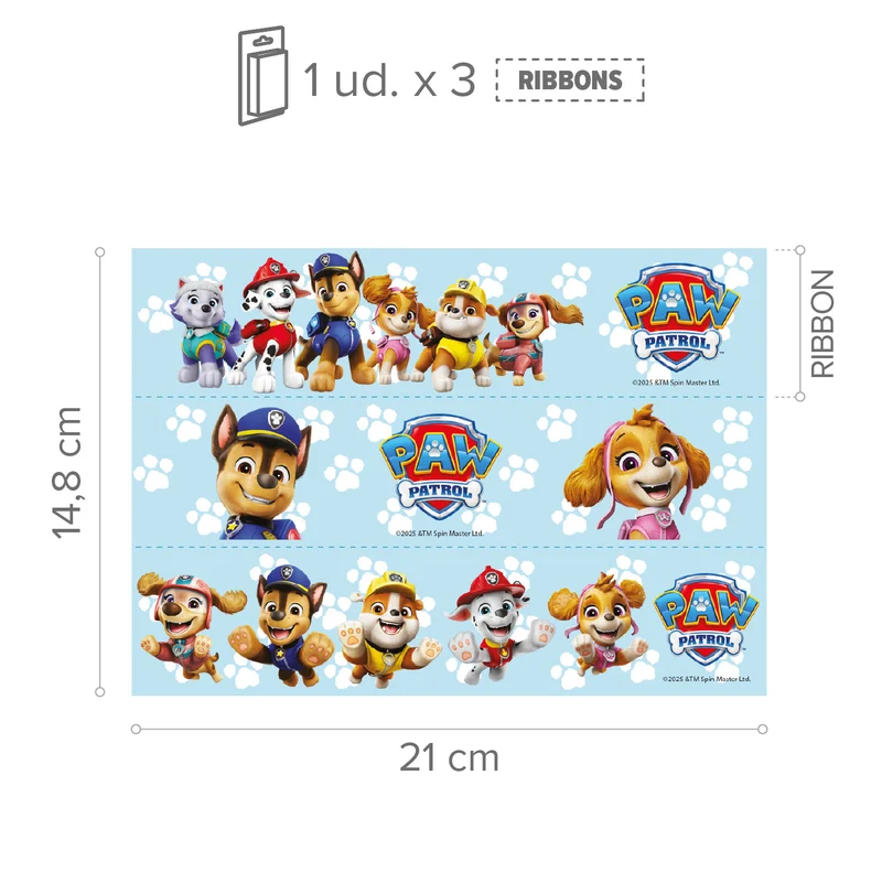 RIBBONS PAW PATROL PAPEL COMESTIBLE A5 14,8X21CM