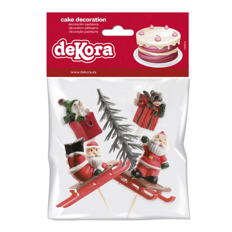 CAKE TOPPER FIGURA PLÁSTICO PINO PLATA, 6 UDS, 12 BOLSAS