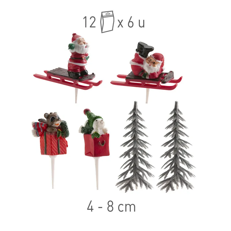 CAKE TOPPER FIGURA PLÁSTICO PINO PLATA, 6 UDS, 12 BOLSAS