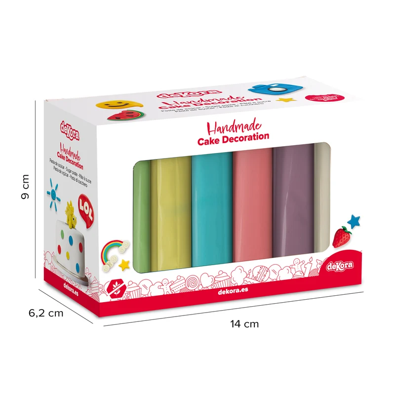 PACK FONDANT 6 COLORES PASTEL 600GR
