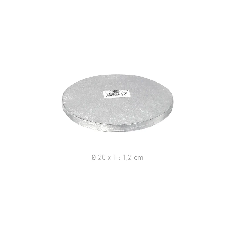 BASE DE TARTA REDONDA PLATEADA Ø 20CM H1.2 CM