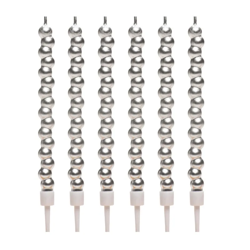 VELAS BURBUJA COLOR PLATA 14CM