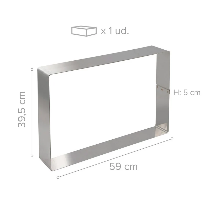 MOLDE RECTANGULAR ACERO INOX 59 x 39,5 X H 5CM