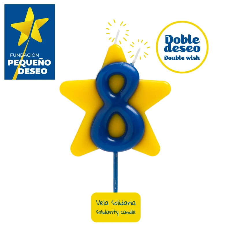 VELA CUMPLEAÑOS SOLIDARIA ESTRELLA DOBLE DESEO | Nº8