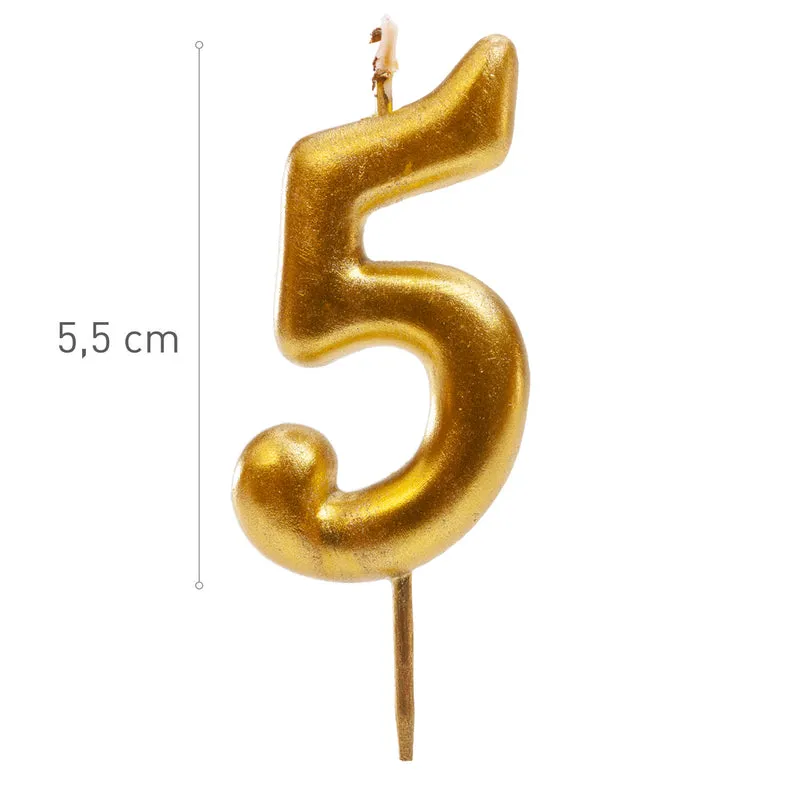 VELAS CUMPLEAÑOS COMIC ORO 5CM | Nº5