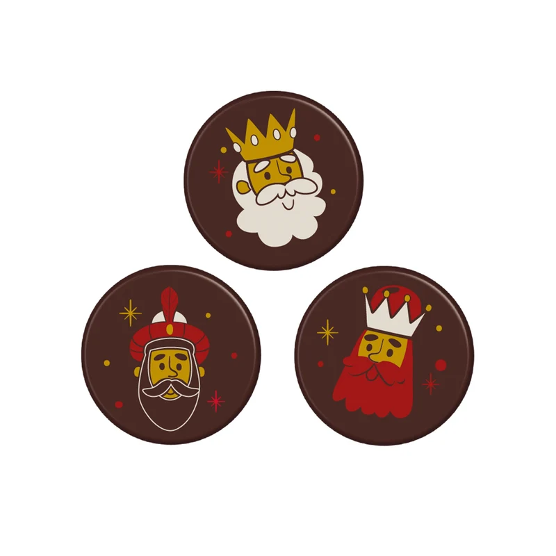 DISCOS CHOCOLATE NEGRO REYES MAGOS Ø 30MM