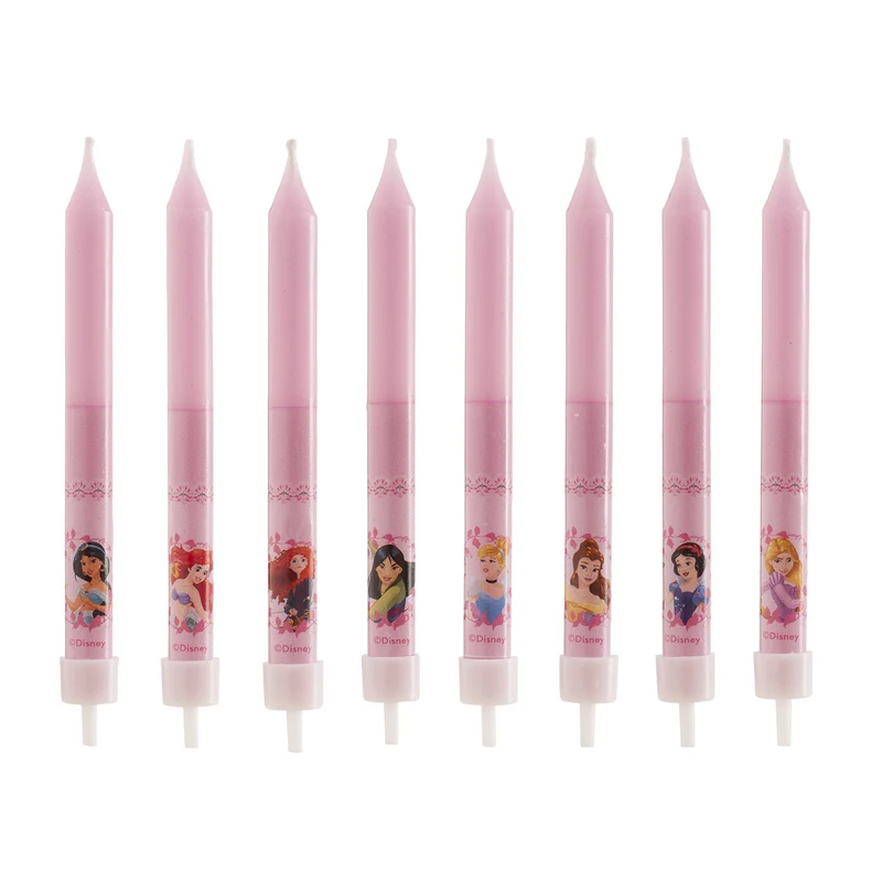 DISPLAY 12 BLISTER 8 VELAS PALILLO CUMPLEAÑOS PRINCESAS 9CM