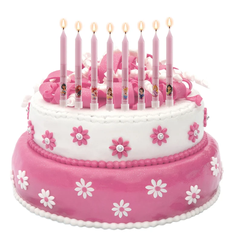 DISPLAY 12 BLISTER 8 VELAS PALILLO CUMPLEAÑOS PRINCESAS 9CM