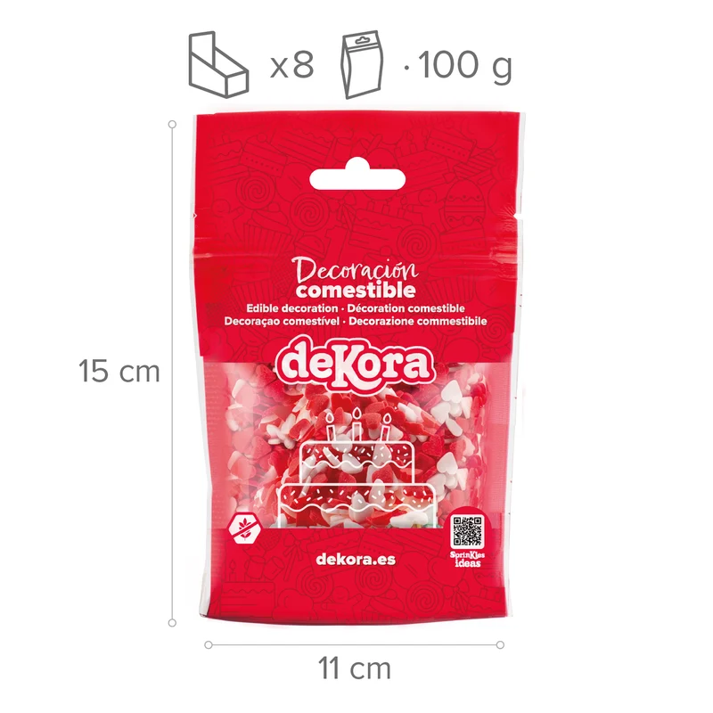 SPRINKLE MIX CORAZONES ROJOS Y BLANCOS 100GR