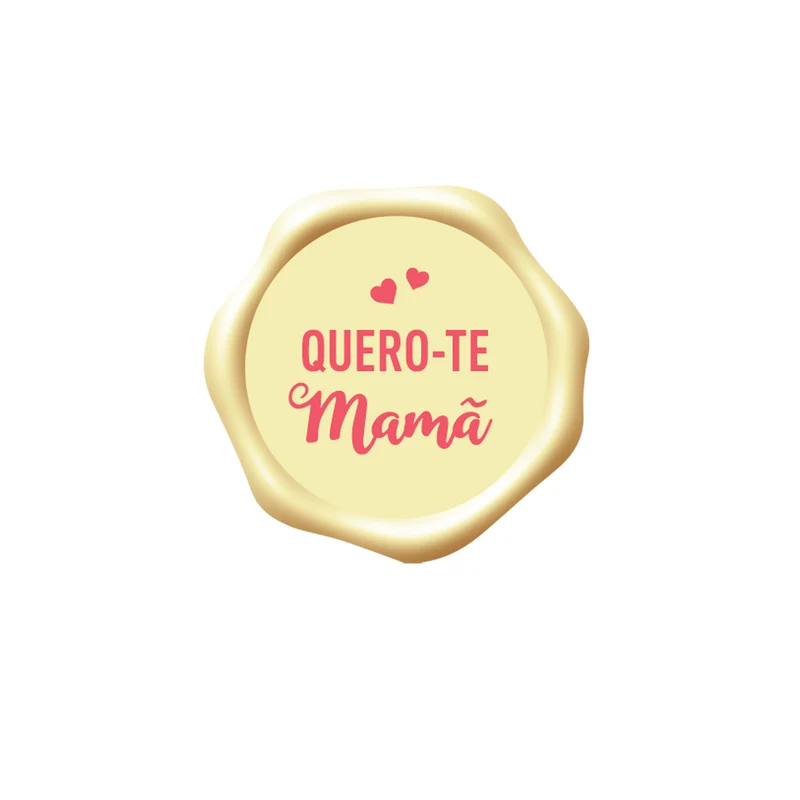 LETRERO CHOCOLATE BLANCO QUERO-TE MAMÃ Ø 34MM