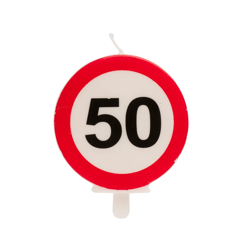 VELA 50 CUMPLEAÑOS SEÑAL PROHIBIDO 6,3CM