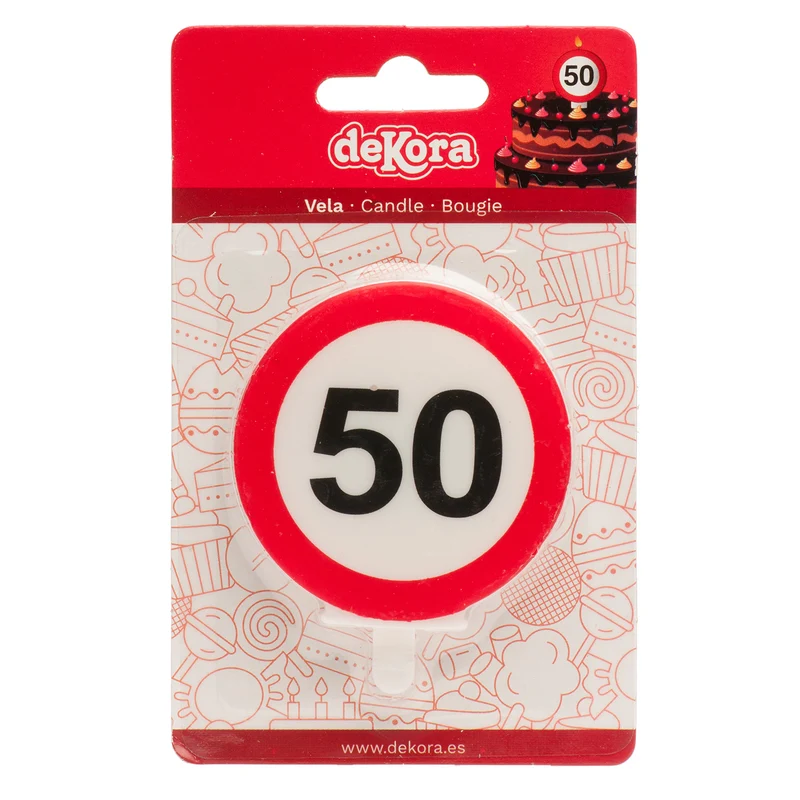 VELA 50 CUMPLEAÑOS SEÑAL PROHIBIDO 6,3CM