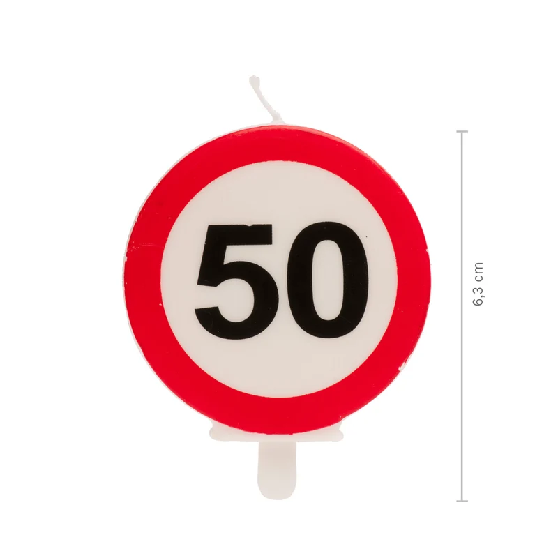 VELA 50 CUMPLEAÑOS SEÑAL PROHIBIDO 6,3CM