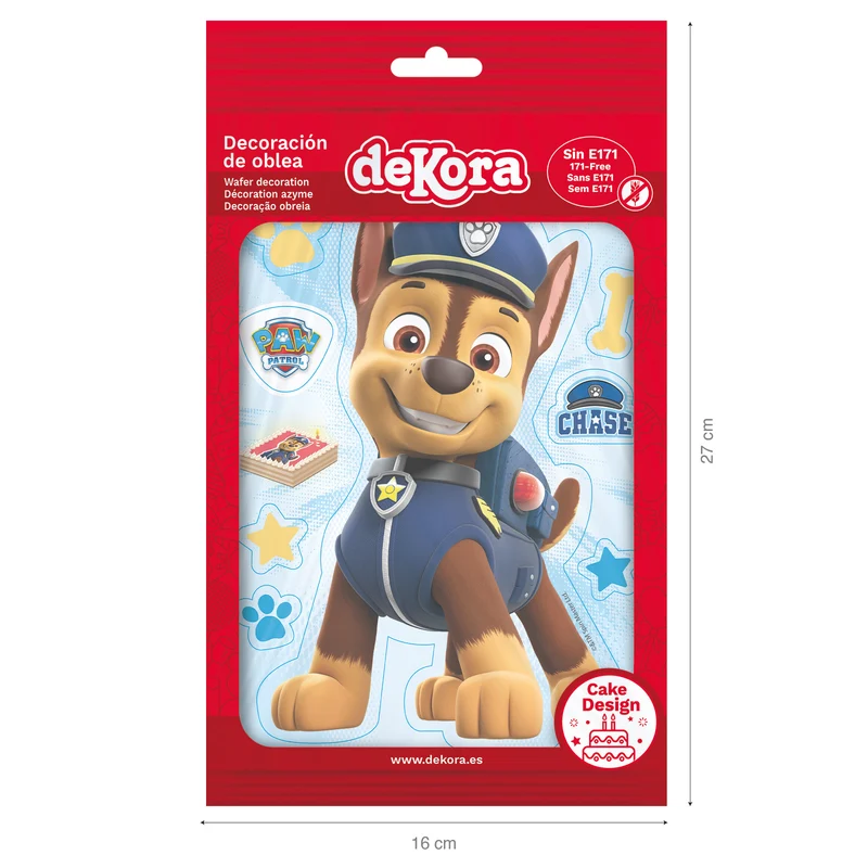 SILUETA EN OBLEA PARA TARTA CHASE PATRULLA CANINA 14.8X21CM