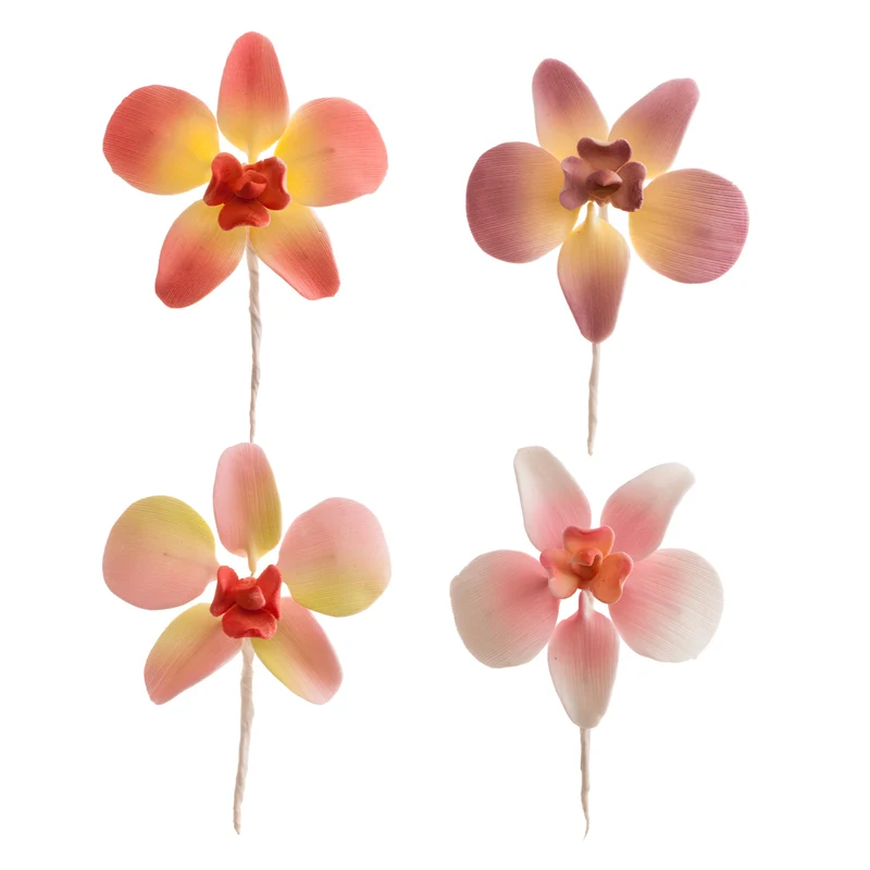 FLOR AZÚCAR ORQUÍDEAS 4 COLORES SURTIDOS 7.6 cm