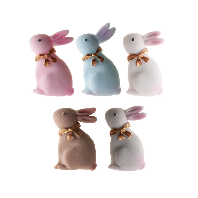 DECORACIÓN AZÚCAR CONEJITOS 5 COLORES 4CM