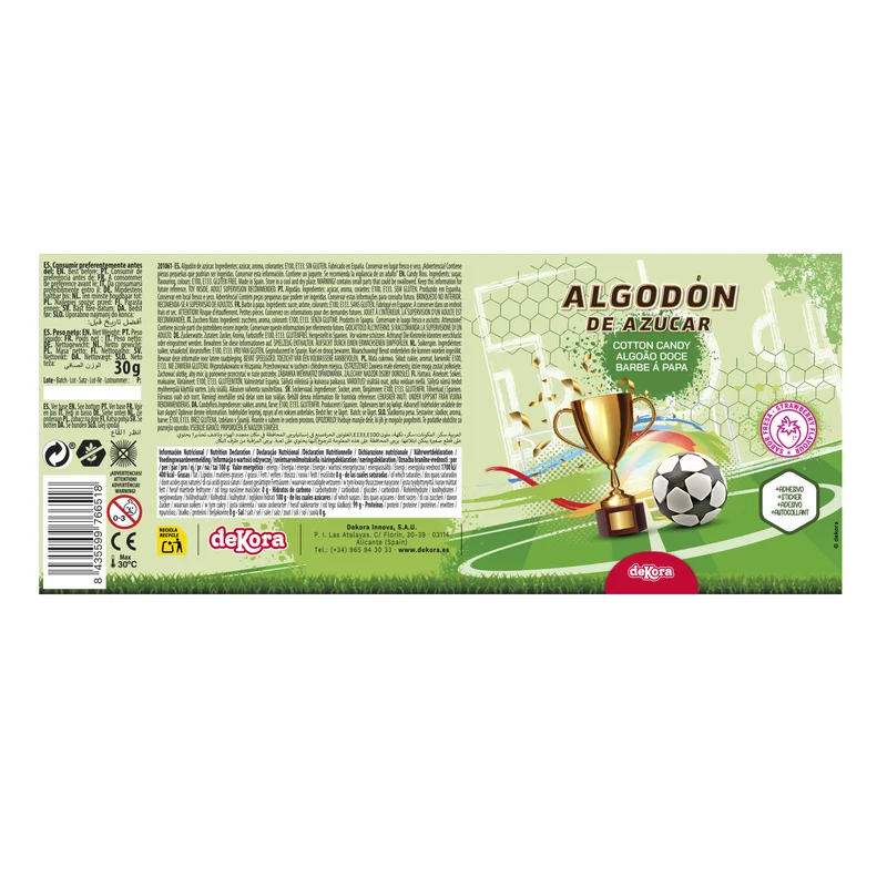 ALGODÓN DE AZÚCAR CON STICKER FÚTBOL 30GR
