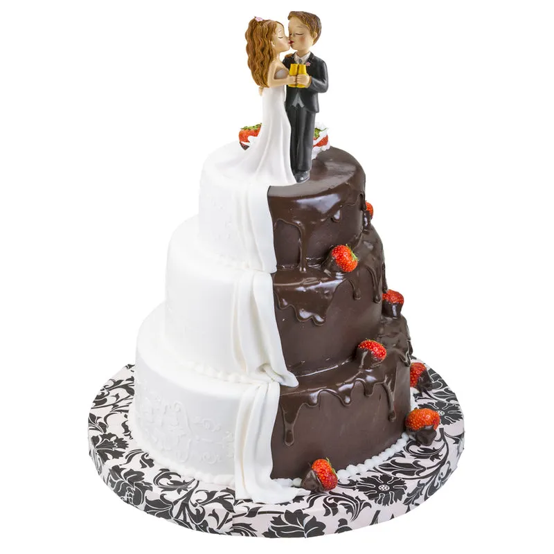 PAREJA DE BODA CON COPA Y BESO 16CM