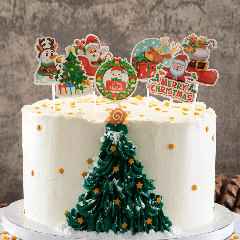CAKE TOPPERS DE PAPEL DE NAVIDAD 8 DISEÑOS 9X6CM