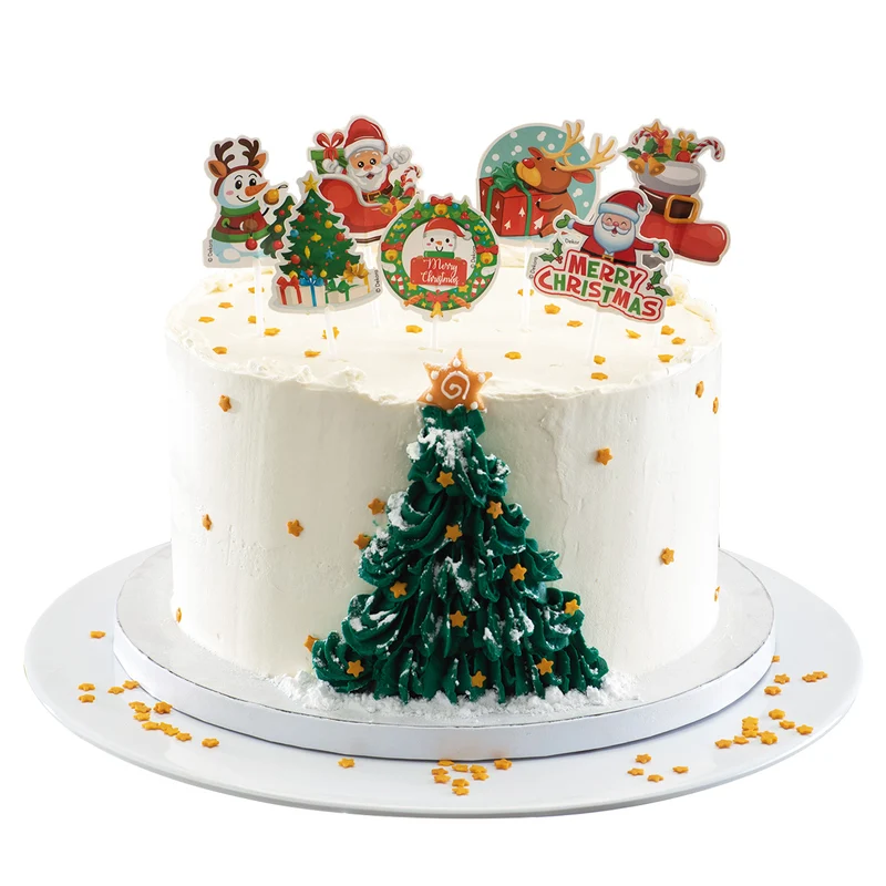 CAKE TOPPERS DE PAPEL DE NAVIDAD 8 DISEÑOS 9X6CM