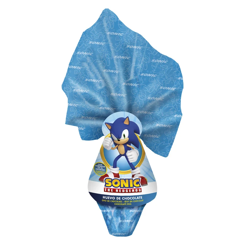 HUEVO CHOCOLATE PASCUA CON SORPRESAS SONIC 120GR