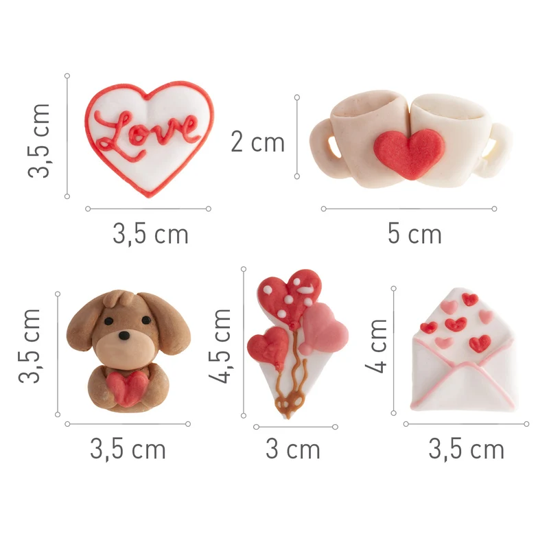 DECORACIÓN AZÚCAR SURTIDO ENAMORADOS 5 DISEÑOS
