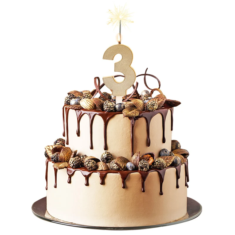 VELAS CHISPEANTES DE CUMPLEAÑOS ORO Nº3