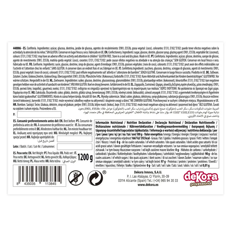 FIDEO DE AZÚCAR VERDE 1.2KG