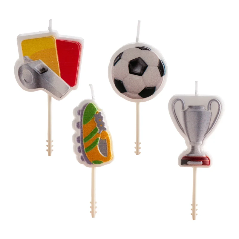 VELAS DE CUMPLEAÑOS FÚTBOL 4 MODELOS 8CM