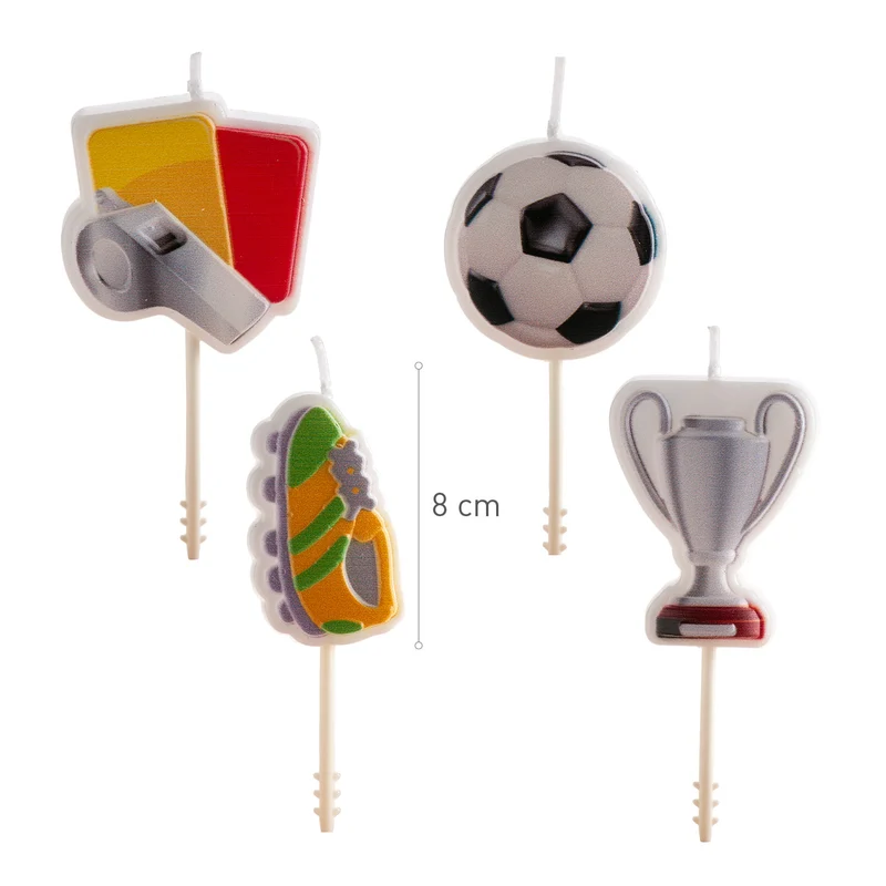 VELAS DE CUMPLEAÑOS FÚTBOL 4 MODELOS 8CM