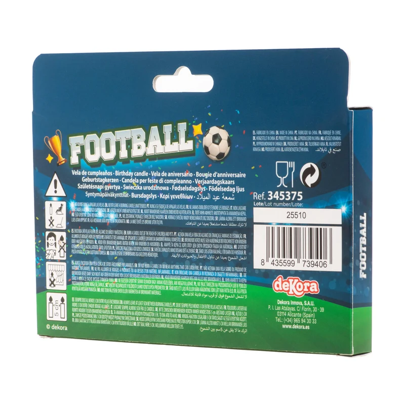 VELAS DE CUMPLEAÑOS FÚTBOL 4 MODELOS 8CM