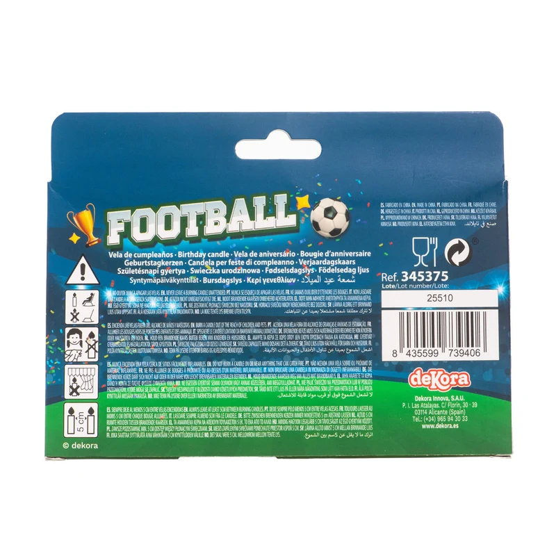 VELAS DE CUMPLEAÑOS FÚTBOL 4 MODELOS 8CM
