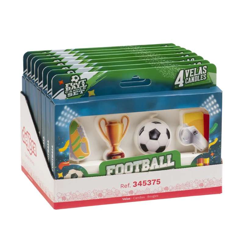 VELAS DE CUMPLEAÑOS FÚTBOL 4 MODELOS 8CM