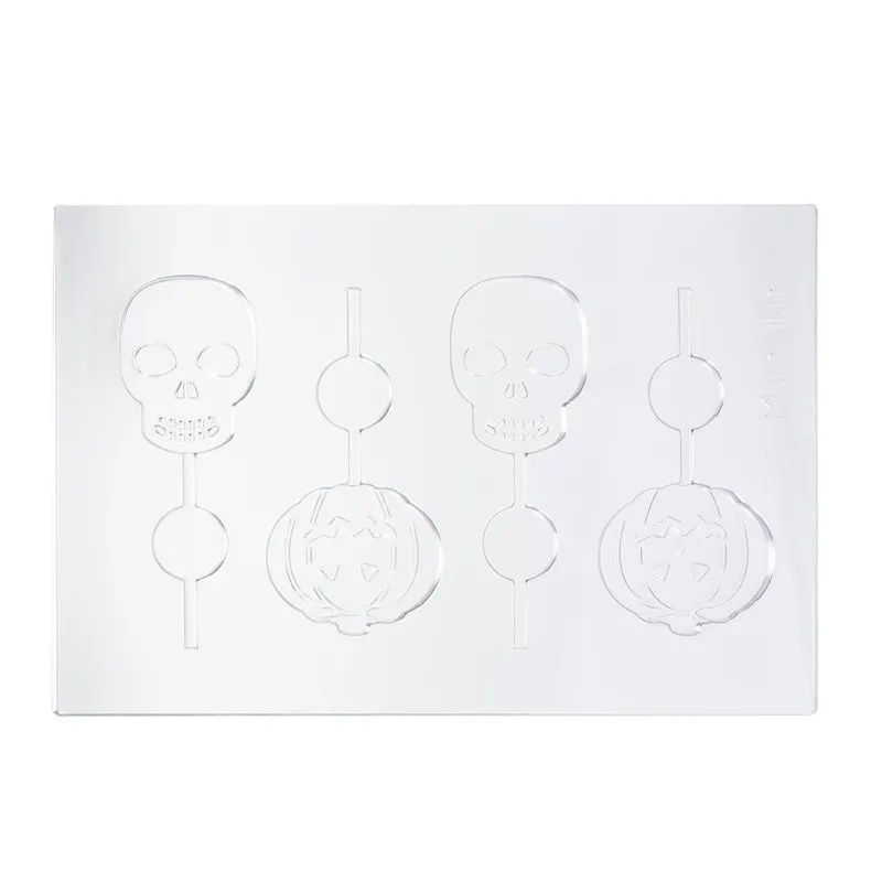 KIT 2 MOLDES PLASTICO PIRULETAS CHOCOLATE HALLOWEEN 8 PIEZAS