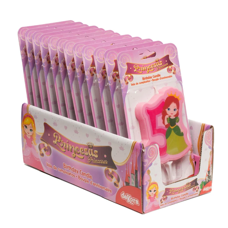 DISPLAY 12 VELAS 2D PRINCESA Nº5 | 7CM