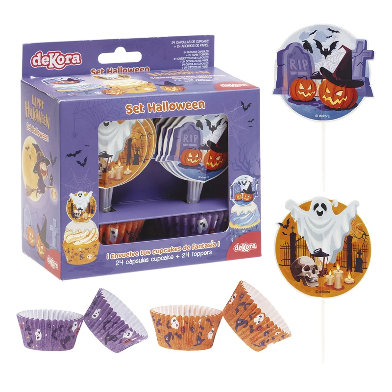 KIT DECORACIÓN CÁPSULAS Y TOPPERS HALLOWEEN