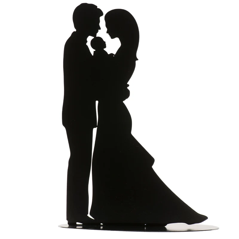 PAREJA BODA CON BEBE DE METAL NEGRO 18CM