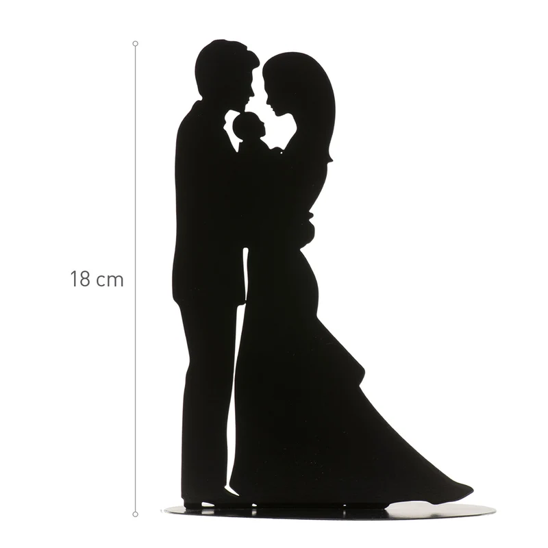 PAREJA BODA CON BEBE DE METAL NEGRO 18CM