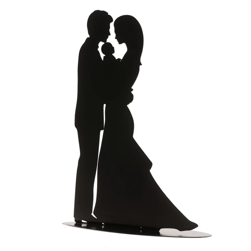 PAREJA BODA CON BEBE DE METAL NEGRO 18CM