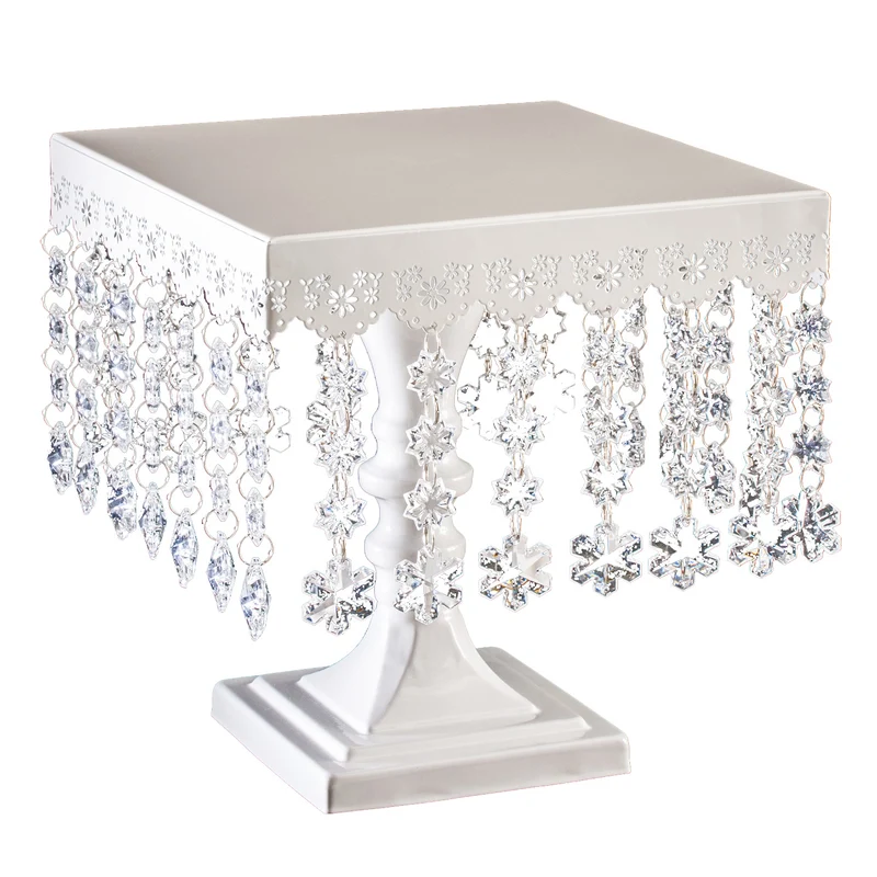SOPORTE TARTA CUADRADO CON DIAMANTES 21 CM