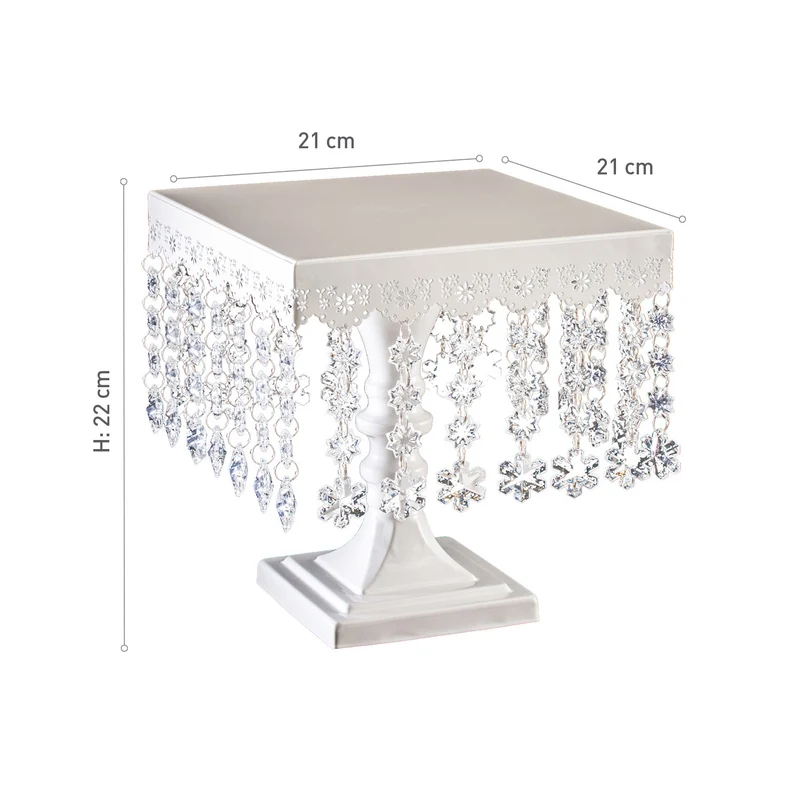 SOPORTE TARTA CUADRADO CON DIAMANTES 21 CM