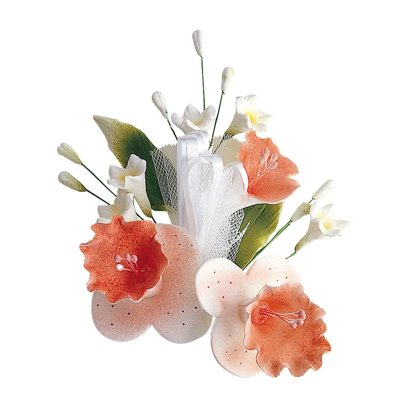 RAMOS DE FLORES PASTILLAJE SURTIDO BLANCO Y ROJO 13CM