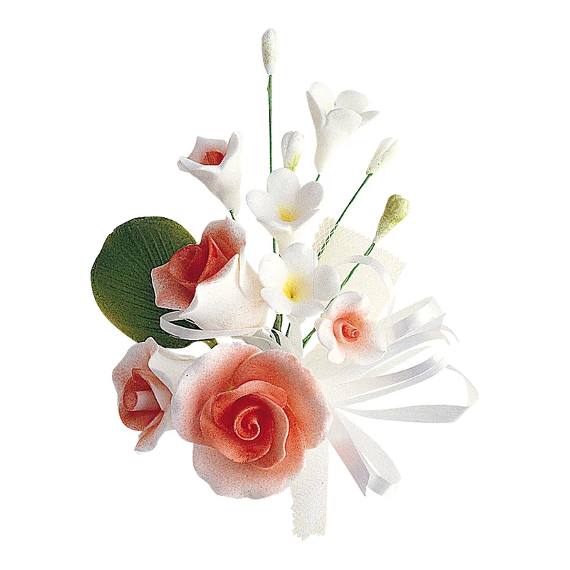 RAMOS DE FLORES PASTILLAJE SURTIDO BLANCO Y ROJO 13CM