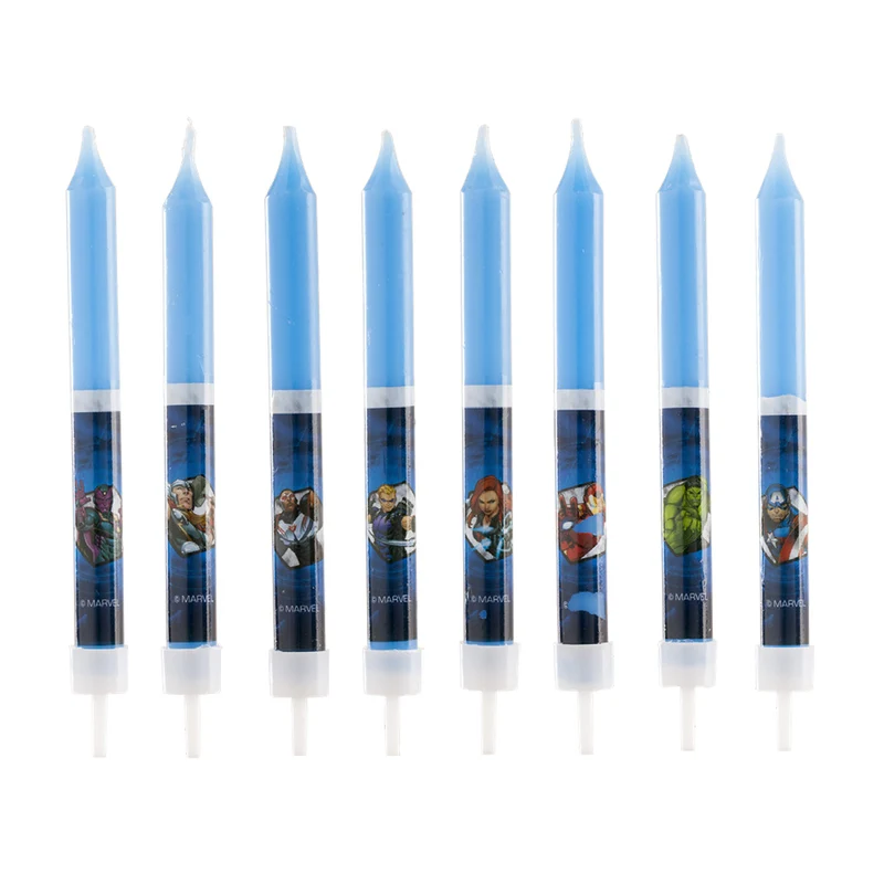 DISPLAY 12 BLISTER 8 VELAS PALILLO CUMPLEAÑOS VENGADORES 9CM