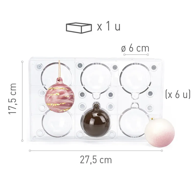 MOLDE BOLA NAVIDAD 3D POLICARBONATO 275 x 175 mm | 6 PIEZAS