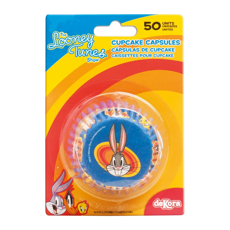 8 BLISTERS 50 CÁPSULAS CUPCAKE LOONEY TUNES Ø 5 CM x H 3 CM