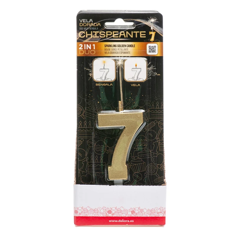VELAS CHISPEANTES DE CUMPLEAÑOS ORO Nº7