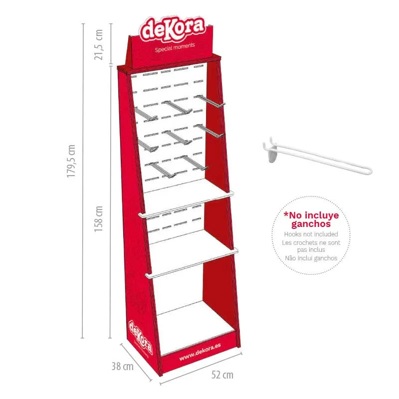 EXPOSITOR CARTON RETAIL SIN GANCHOS 544X384X1605 MM